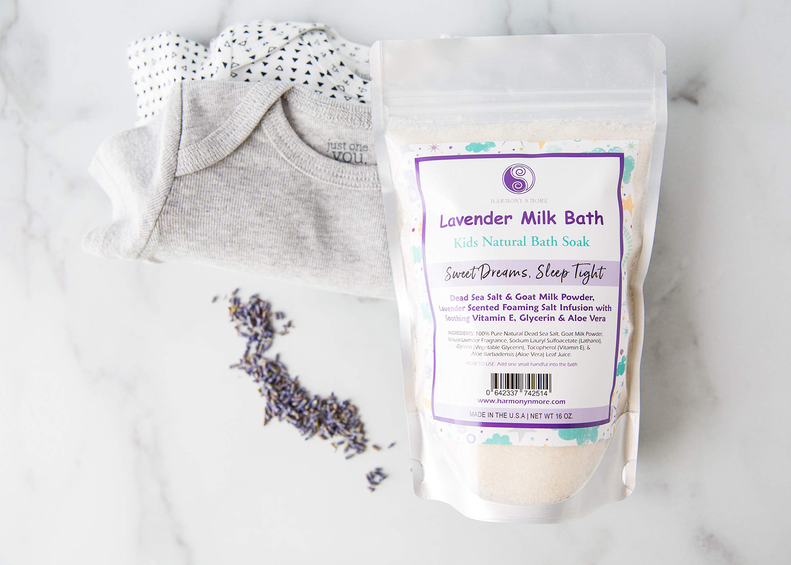 Natural Lavender Milk Kids Bath Soak with Pacific Sea Salt - Gentle & Nourishing Foaming Bath for Soft Skin - All-Natural Tub Time Relaxation for Babies & Toddlers - Perfect for Bedtime Routine & Sensitive Skin Care