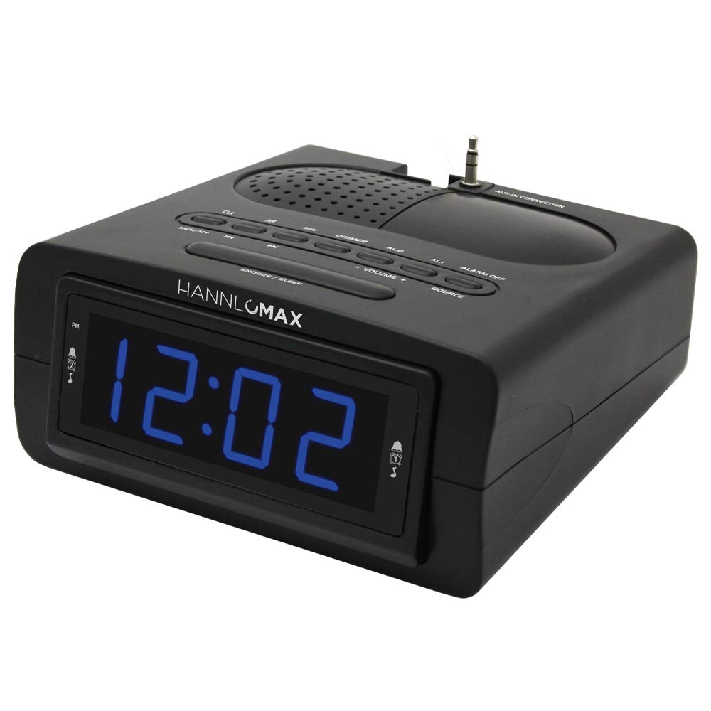 HANNLOMAX HX-143CR Digital Alarm Clock Radio with AM/FM PLL Tuner, 0.9