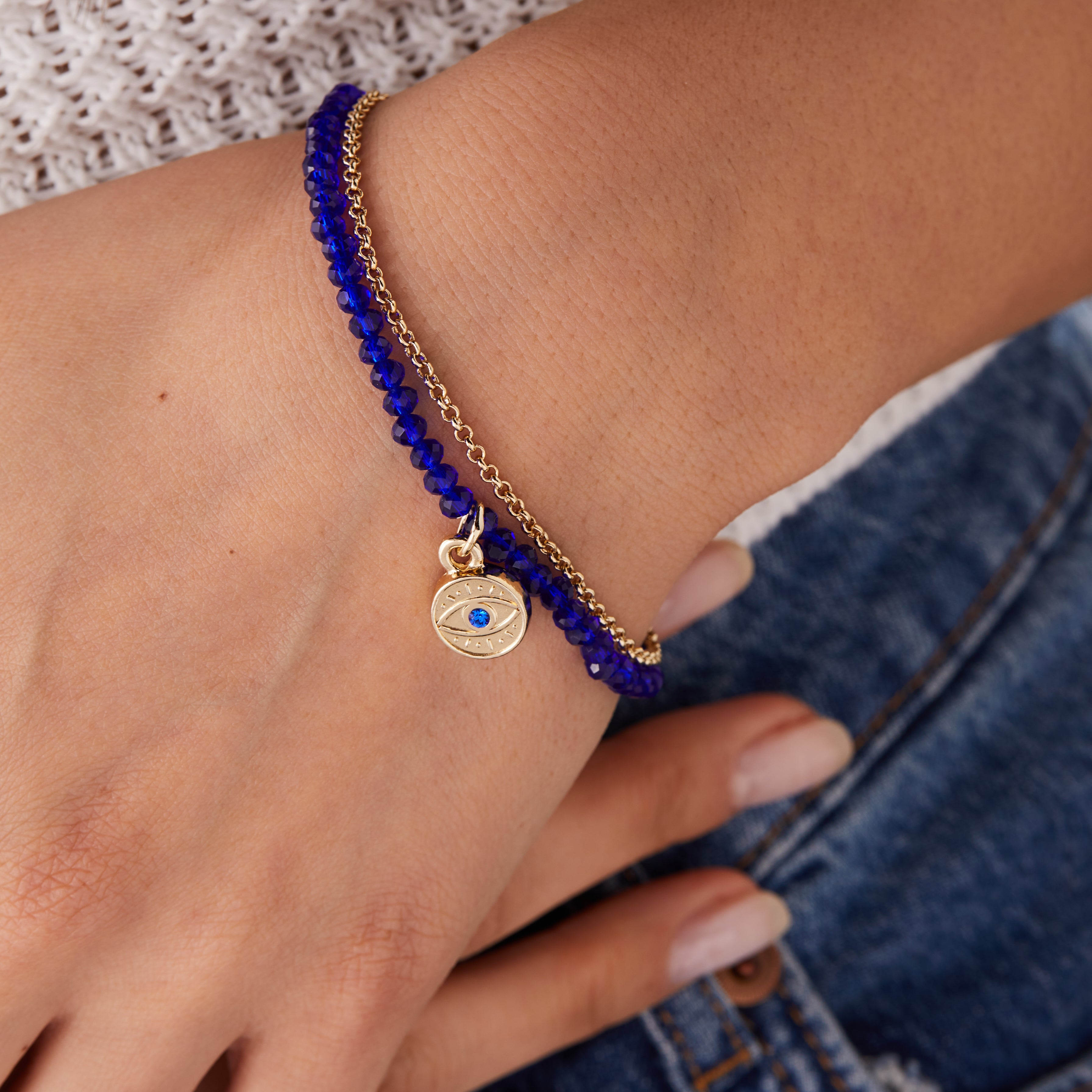 Evil Eye Bead and Chain Bracelet for Women - Protection Charm Jewelry for Good Luck & Positive Energy - Perfect for Everyday Wear, Gifts & Spiritual Healing