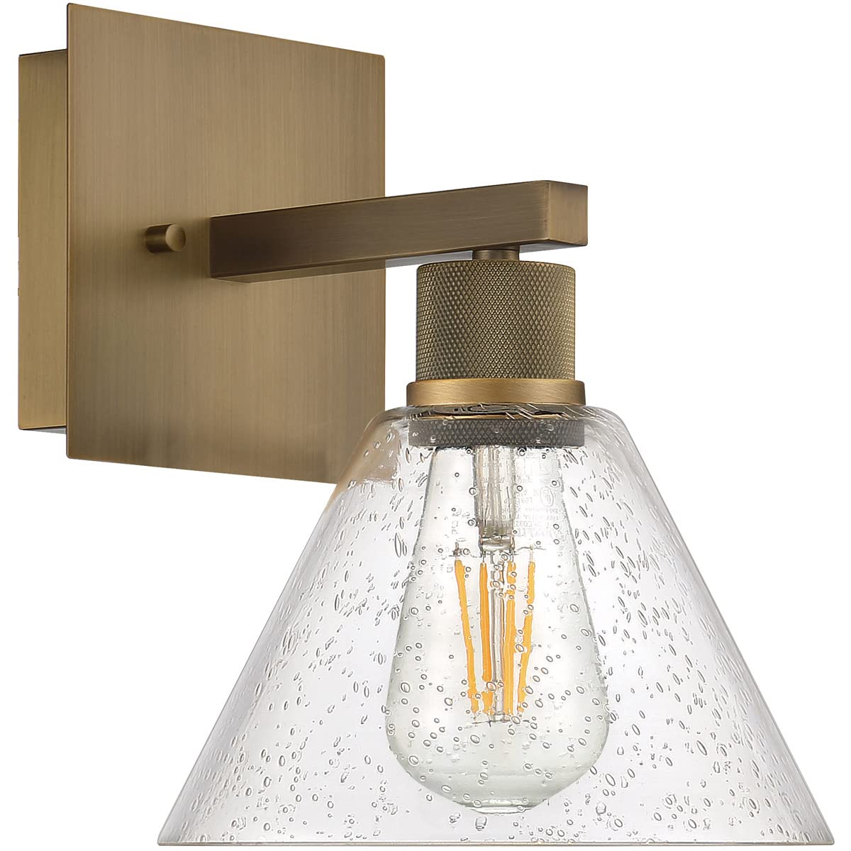 Access Lighting Port Nine Martini LED Wall Sconce - Antique Brushed Brass with Seeded Glass - Dimmable & Replaceable LED - Perfect for Dining Room, Bedroom, or Hallway Lighting