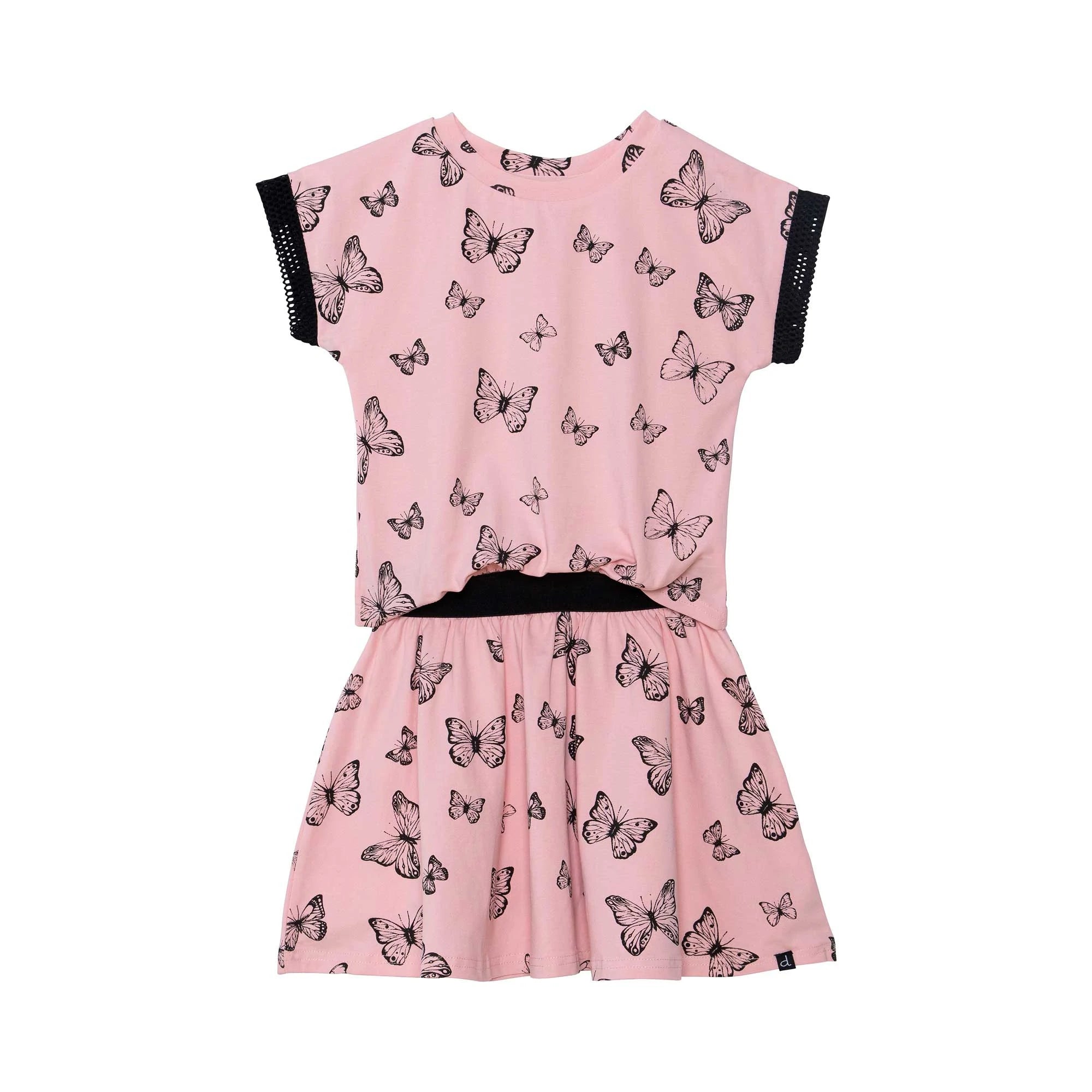 Deux par Deux Pink Butterfly Printed Dress for Girls - Floral Summer Party Outfit | Perfect for Birthday, Easter, and Special Occasions