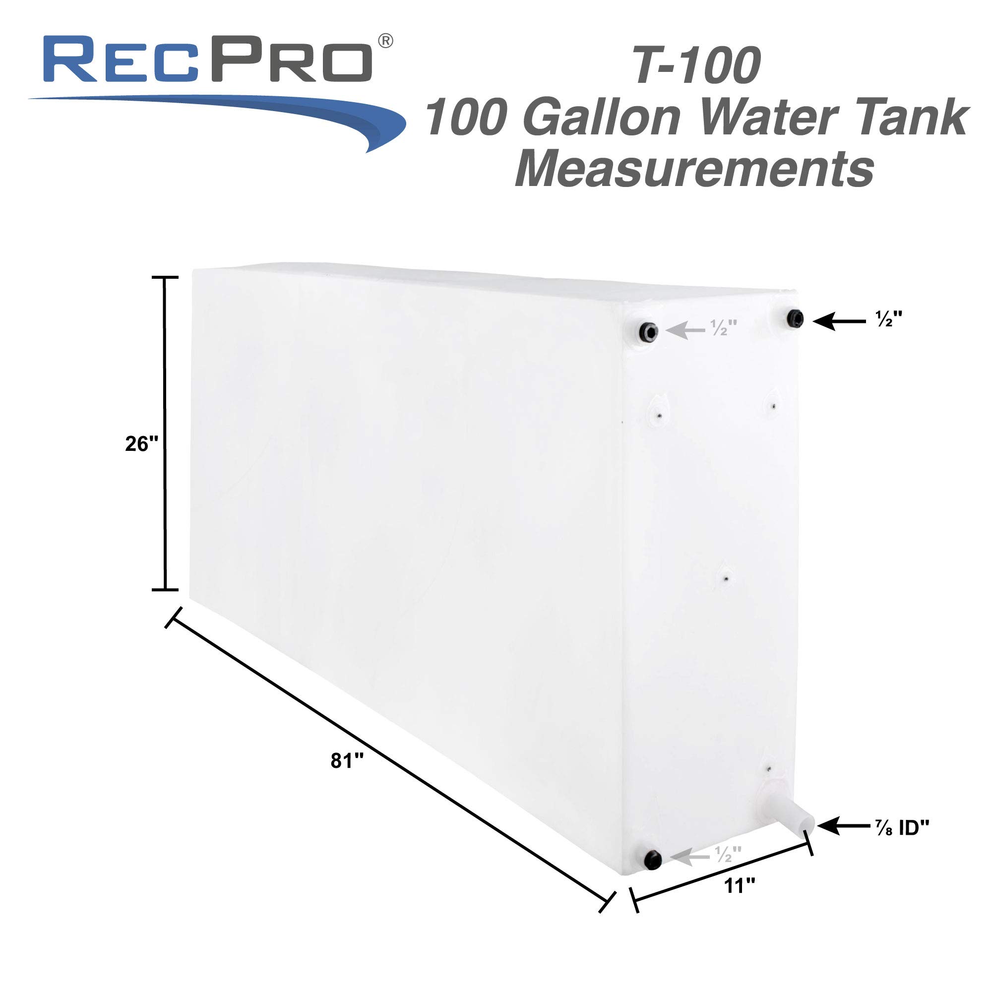 RecPro RV Water Tank - 30 Gallon Gray & Fresh Water Storage for Camper, Trailer, Motorhome | Durable Made in USA | Perfect for Boondocking, Dry Camping & Off-Grid Adventures
