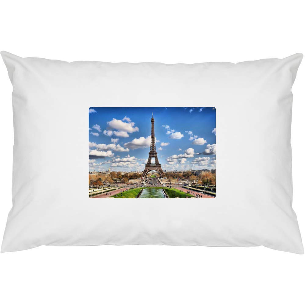 Azeeda 2 Pack Eiffel Tower Paris Cotton Pillowcases - Soft Decorative Pillow Covers for Bedroom, Living Room & Travel (PW00004374)