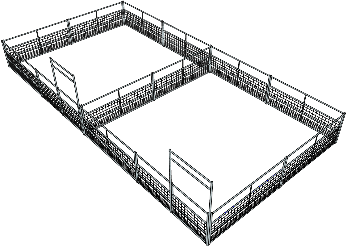 2 Side by Side Galvanized 20ft x 20ft 4-Rail Horse Stall Panels with Heavy Duty Mesh - Durable Stable Fencing for Horse Barns, Pastures & Riding Arenas