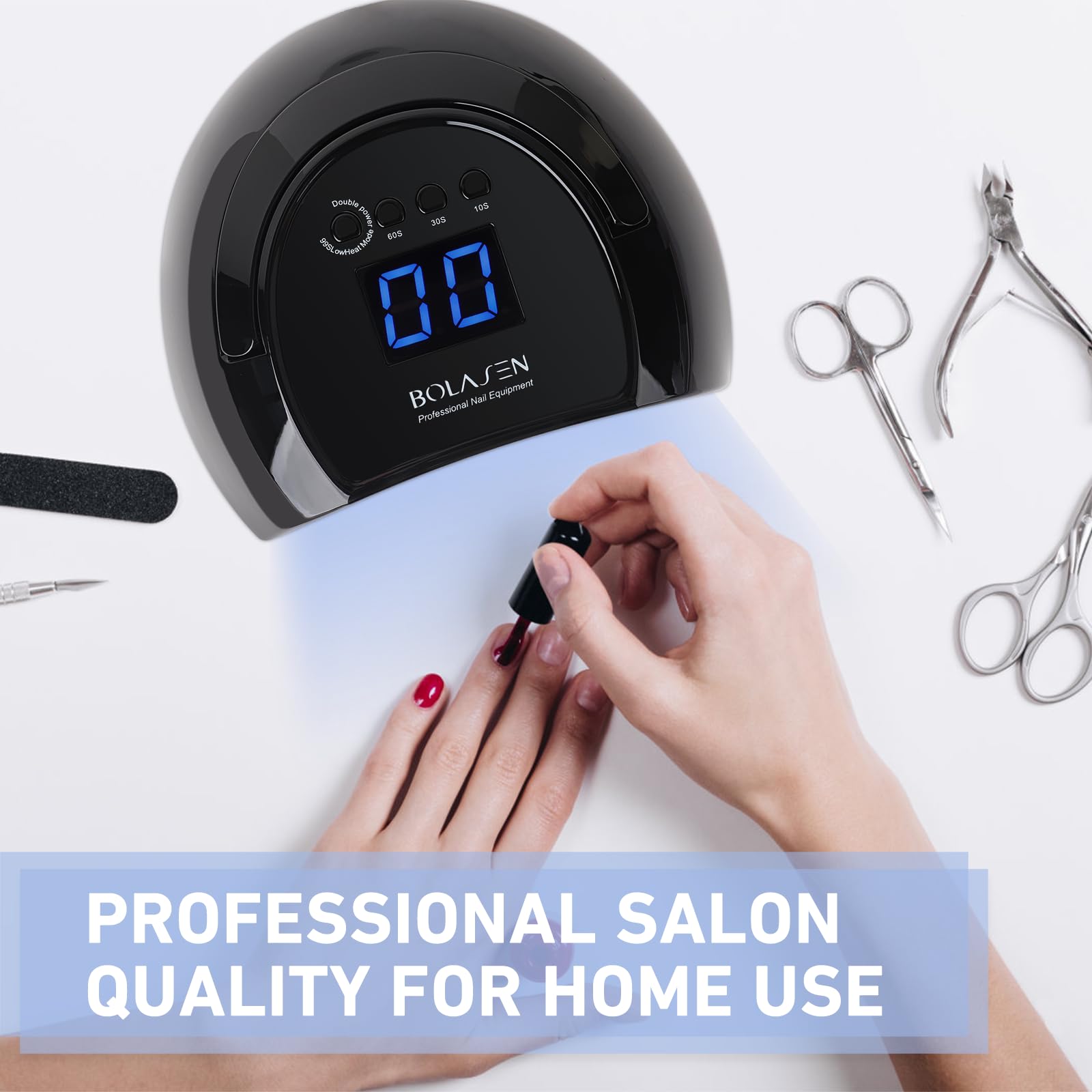 BOLASEN 80W UV LED Nail Lamp for Gel Polish - Professional Nail Dryer with Metal Base, 42 LED Lights, 4 Timer Settings & Auto Sensor | Perfect for Home & Salon Manicures | Great Gift for Women & Girls | i2 Plus (Plug-in Black)