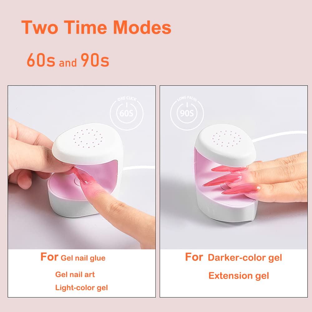 Mini UV LED Nail Lamp - Fast Drying Nail Dryer for Gel Polish, Gel Glue & Nail Strips | Portable & Easy Nail Extension Design (White) | Perfect for Home Manicures, Salon Use & Travel
