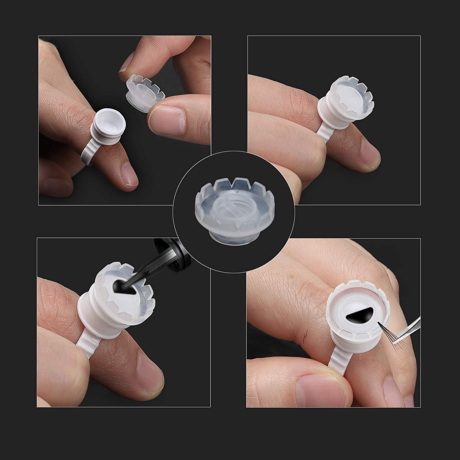 200 Pack Smart Glue Cups - Lash Glue Holder & Fan Cup for Eyelash Extensions | Quick Blossom Cup & Lash Organizer | Professional Eyelash Extension Tools for Salon & Home Use