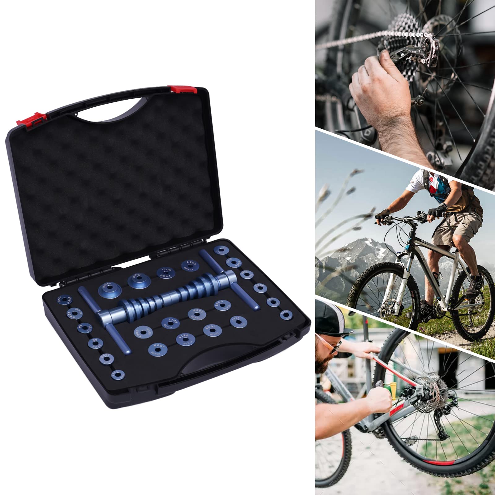 **25-Piece Bicycle Bearing Press Tool Kit - Universal Headset Press for Wheels, Hub, BB Axis Installation & Repair - Includes Flower-Drum, Column Foot & Middle Axle Tools - Perfect for DIY Bike Maintenance & Professional Repairs**