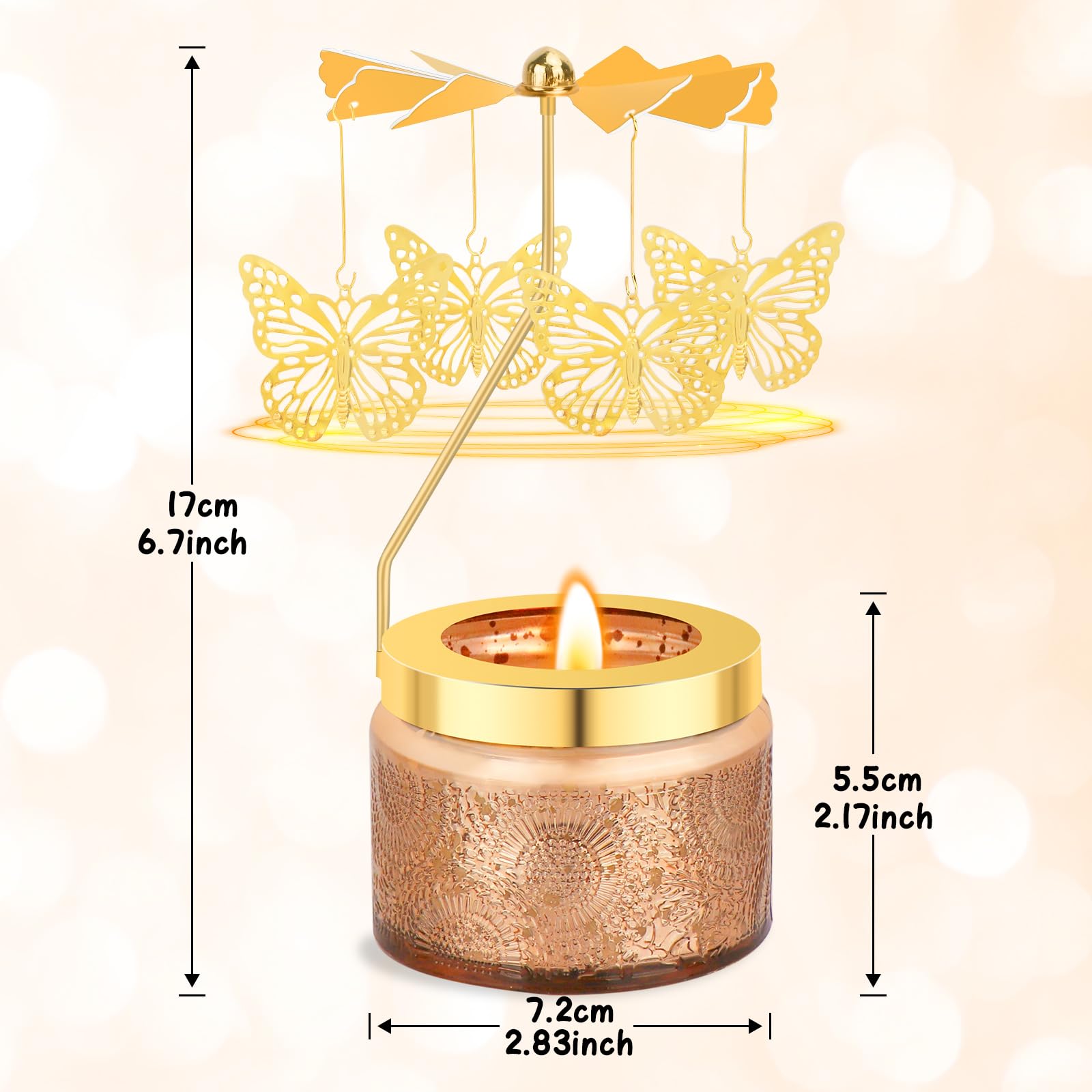 Rotating Lavender Scented Candle Gift Set for Women - Unique Birthday Candles with Gift Box, Anniversary, Halloween & Christmas Present Ideas - Perfect for Home Decor, Relaxation & Romantic Gifts