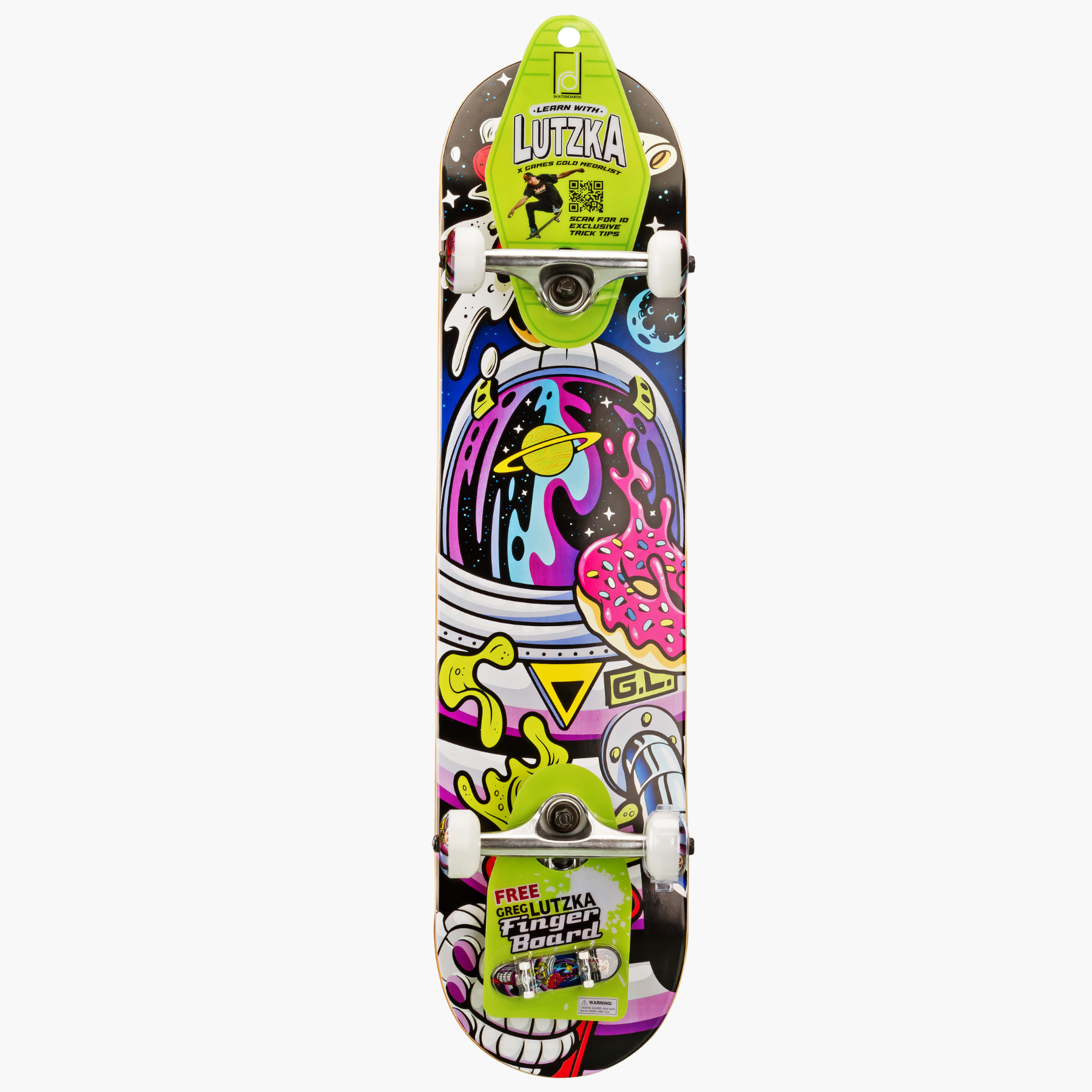 Roller Derby Learn with Lutzka Astronaut Skateboard - Perfect for Beginners & Kids Learning to Skate | Outdoor & Park Riding