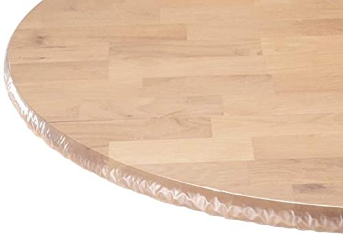 Clear Vinyl Round Fitted Tablecloth - Waterproof Washable Table Cover for Rectangle & Round Tables - Perfect for Outdoor Dining, Buffet, Spring Parties & Picnics