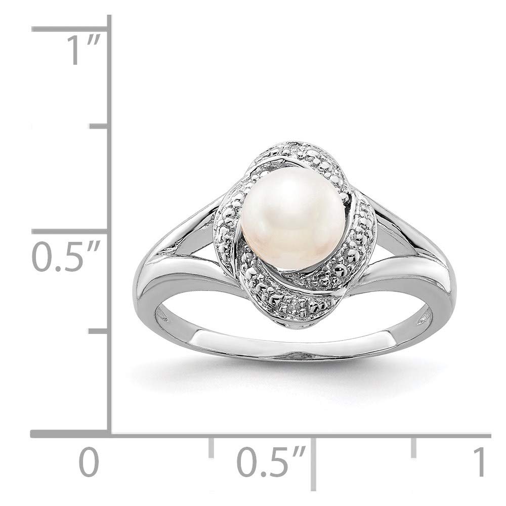 925 Sterling Silver Diamond & Freshwater Pearl Ring for Women - Elegant Jewelry Gift for Her, Perfect for Anniversaries, Weddings & Special Occasions