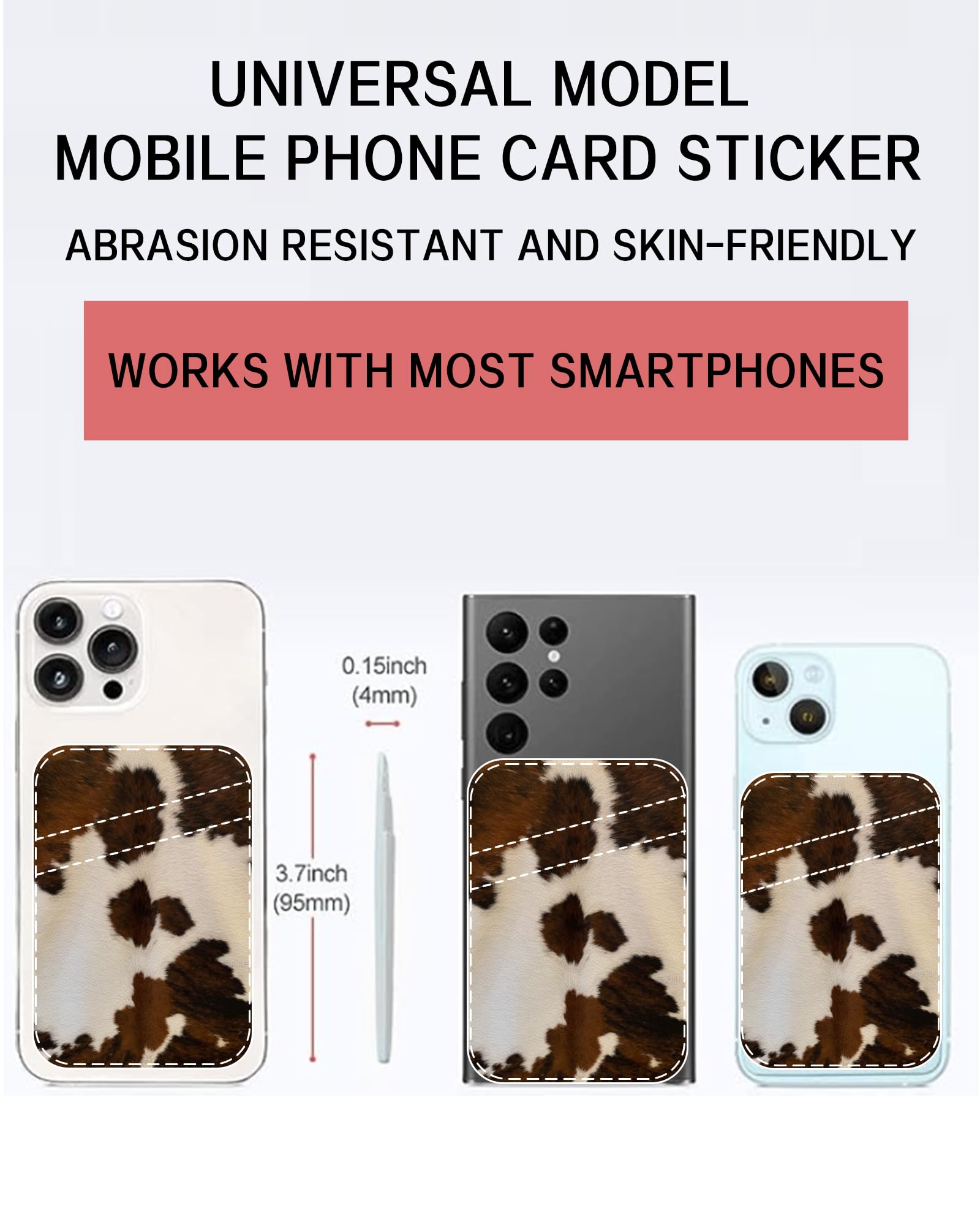 Retro Cow Print Leather Phone Card Holder - Adhesive Sticky Wallet for Back of Phone - Cute Credit Card Holder Compatible with Most Smartphones - Perfect for Travel, Shopping & Everyday Use