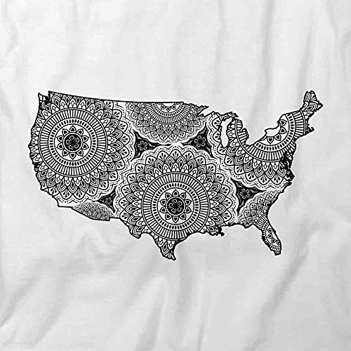 American Mandala T-Shirt for Men & Women | White Printed Graphic Tee with Spiritual Design | Yoga, Meditation & Festival Wear