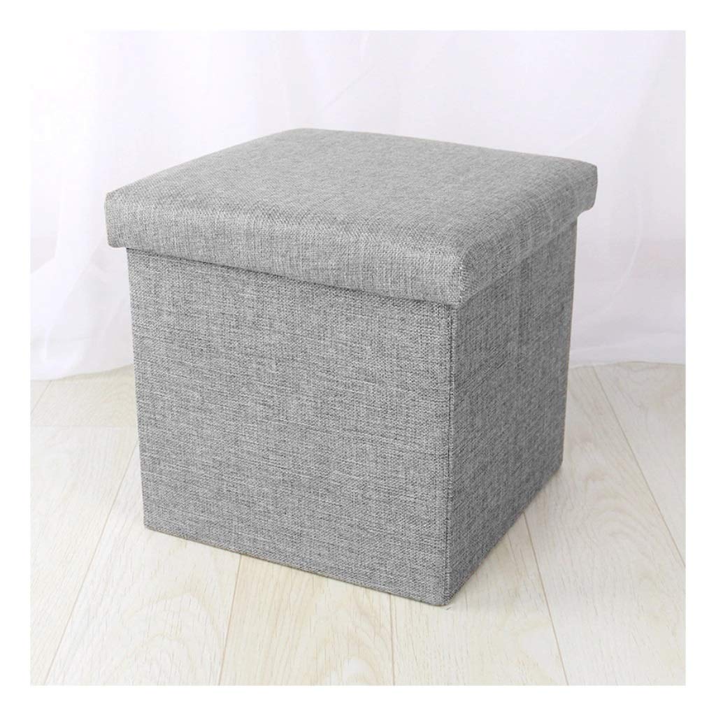 YZZSJC Foldable Storage Ottoman Stool - 30x30x30cm Gray Rectangle Storage Bench with Seat & Footrest | Multi-Functional for Living Room, Bedroom & Entryway Organization