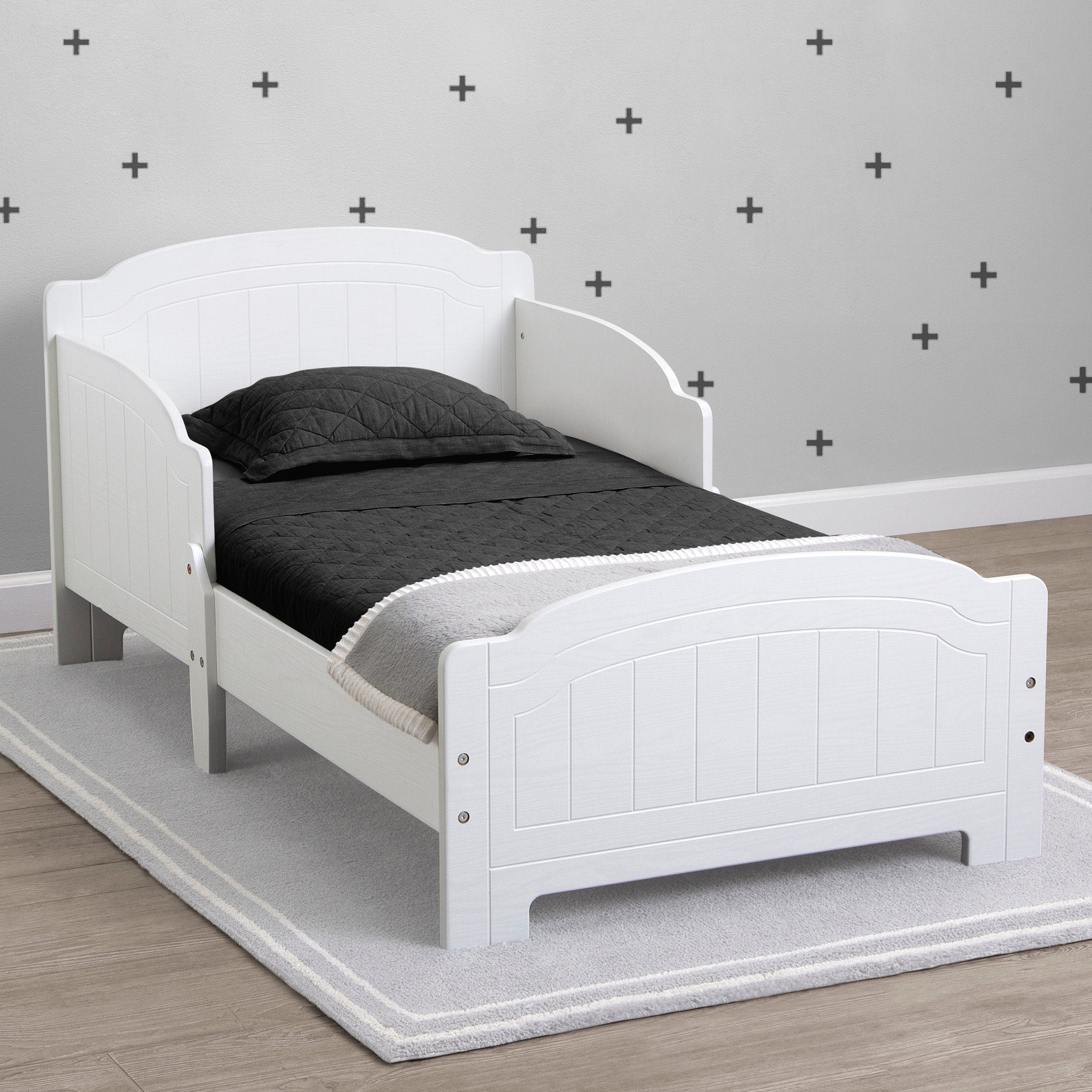 Premium Newport Wood Toddler Bed - Safe & Sturdy Convertible Kids Bed for Boys & Girls - Perfect for Nursery, Daycare, or First Big Kid Bed Transition