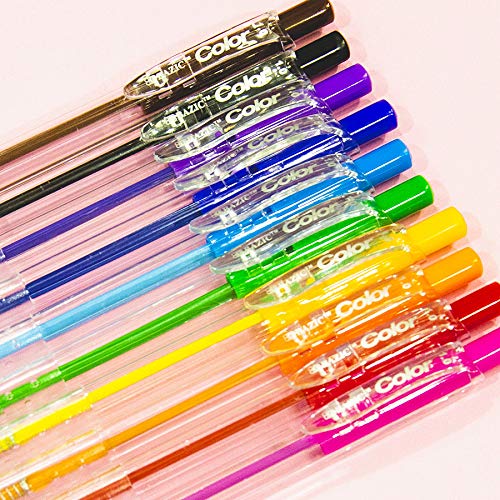 BAZIC 10-Color Retractable Ballpoint Pens, 1.0mm Bold Point Smooth Writing - 144-Pack (10 Pens per Pack) - Ideal for Teachers, Students, Office & School Supplies, Note Taking & Coloring