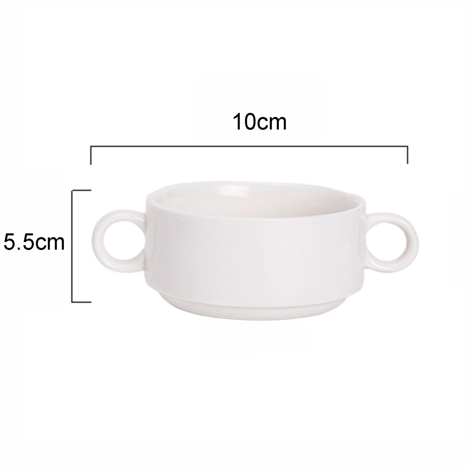 6-Piece Ceramic Soup Bowls with Handles - Microwave & Oven Safe White Bowls for French Onion Soup, Cereal, Chili, Stew, Salad & Fruit - Perfect for Dining, Entertaining & Everyday Use (10 oz, White)