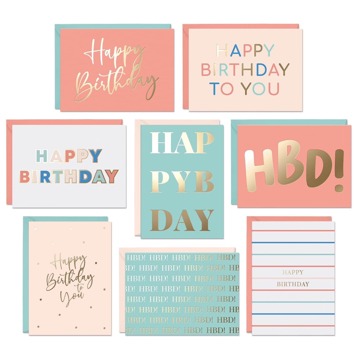24-Pack Gold Foil Birthday Cards with Envelopes - Bulk Blank Greeting Card Set for Women, Men & Kids - Perfect for Parties, Gifts & Celebrations