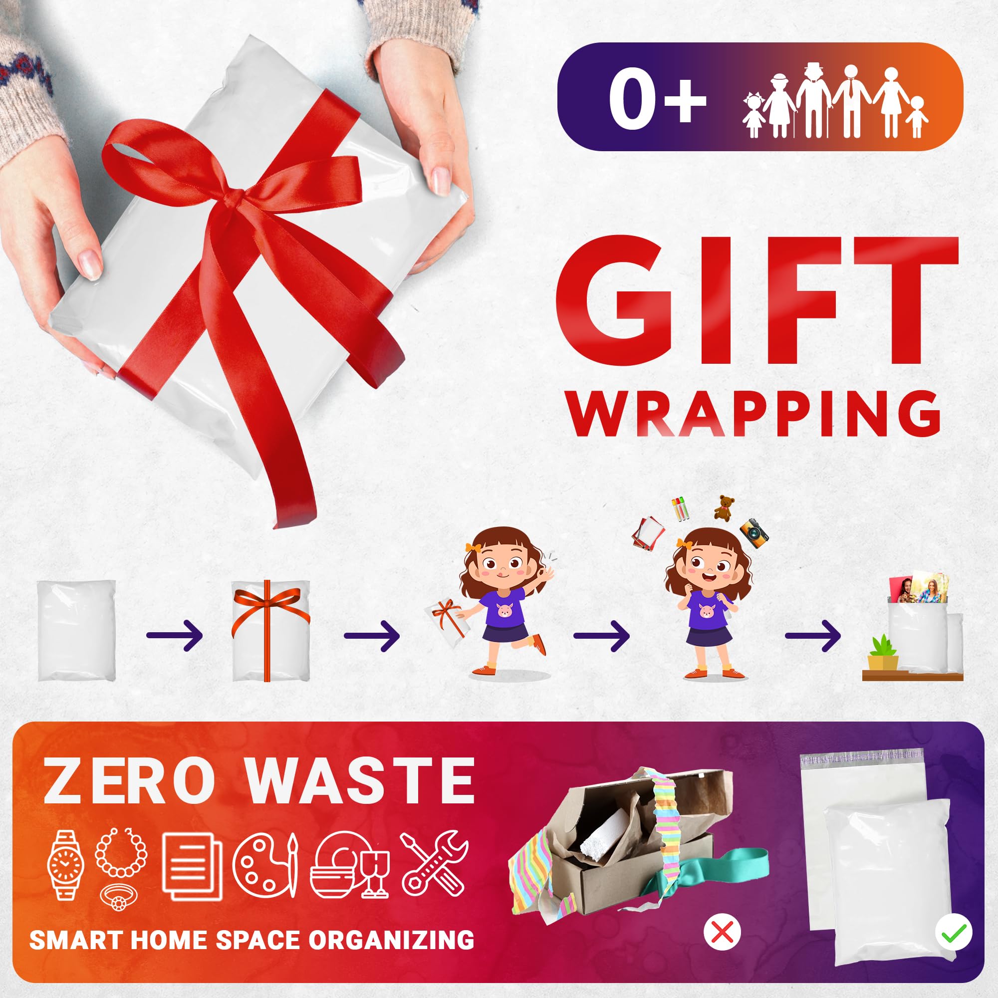 ABC White Gusseted Poly Mailers 13x16x4 Inch - 500 Pack of Expandable Shipping Bags for Clothing, 2.5 Mil Durable Polyethylene Envelopes - Perfect for Ecommerce, Retail Packaging & Online Store Shipments