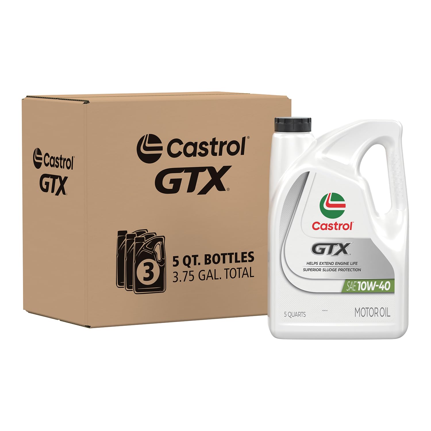 Castrol GTX 10W-40 Conventional Motor Oil - 5 Quarts (Pack of 3) | High Performance Engine Oil for Cars, Trucks & SUVs | Ideal for Daily Driving, Highway Use & Extreme Temperatures