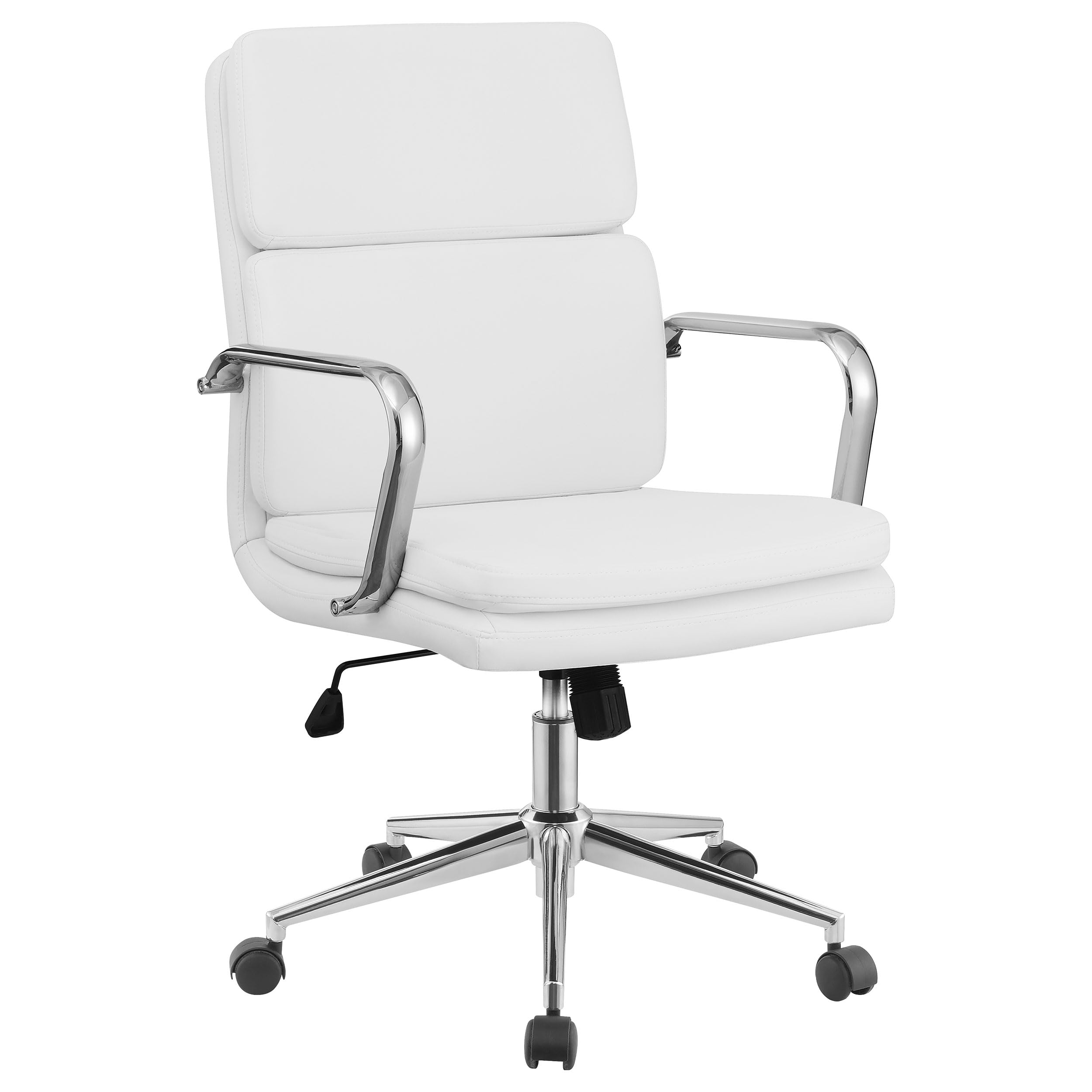 Coaster Furniture 801767 Standard Back Upholstered Office Chair - White & Chrome Ergonomic Desk Chair for Home Office, Computer Workstation & Conference Room