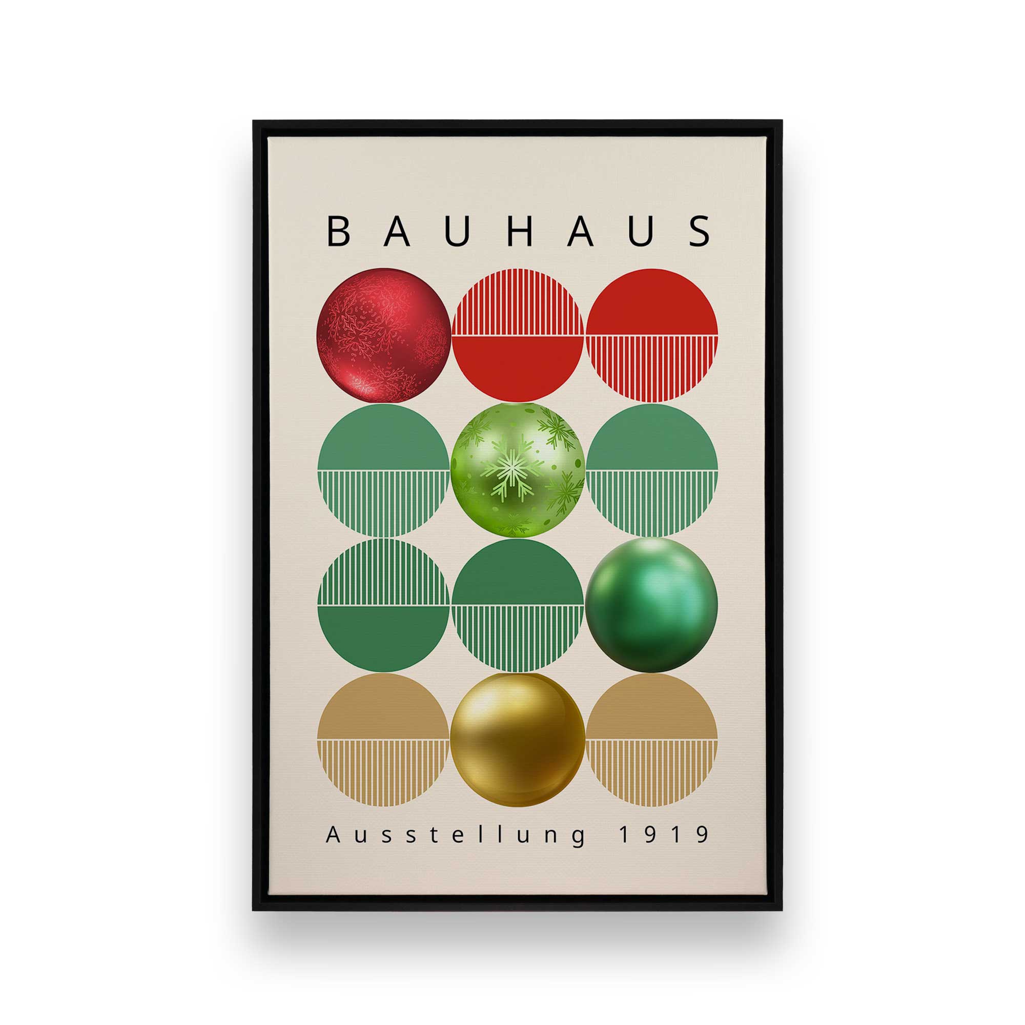 Bauhaus Holiday Ornament Canvas Print - Modern Christmas Wall Art Decor for Home, Office & Holiday Party Decoration