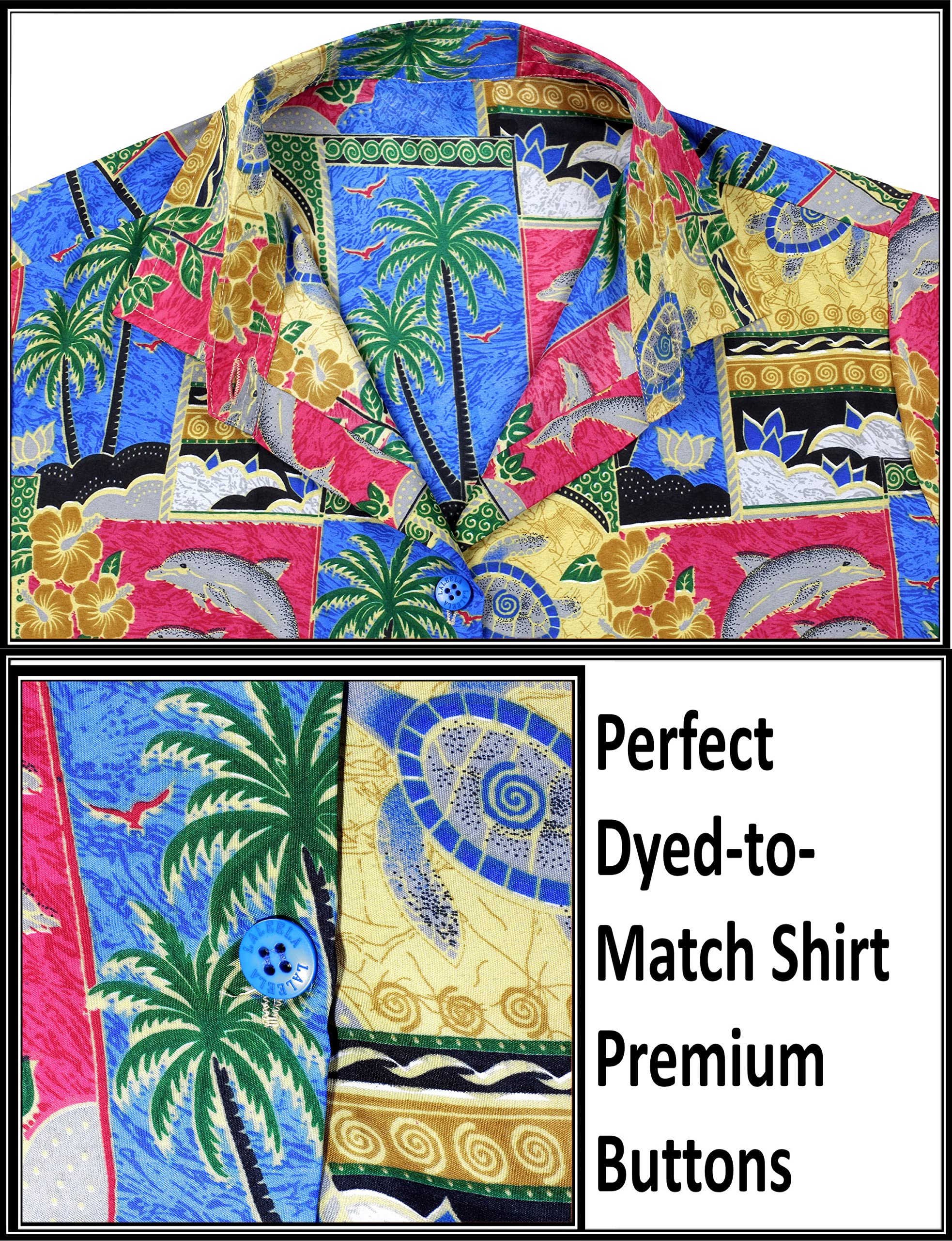 LA LEELA Women's Hawaiian Shirt - Short Sleeve Beach Blouse for Summer Vacation, Pool Party & Tropical Getaway