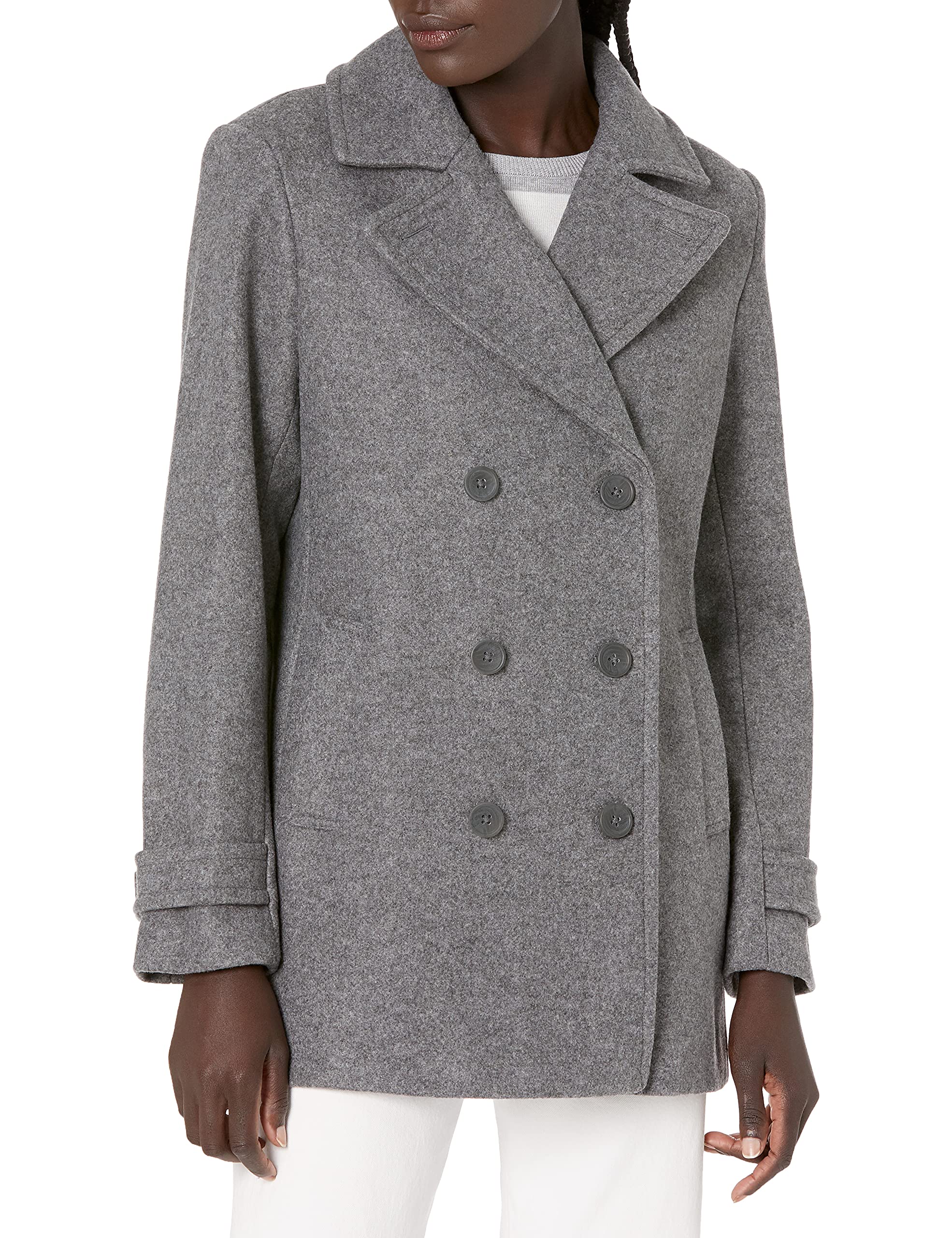 Amazon Essentials Women's Long-Sleeve Plush Peacoat Jacket - Warm Winter Coat with Soft Fleece Lining for Cold Weather, Work & Outdoor Activities