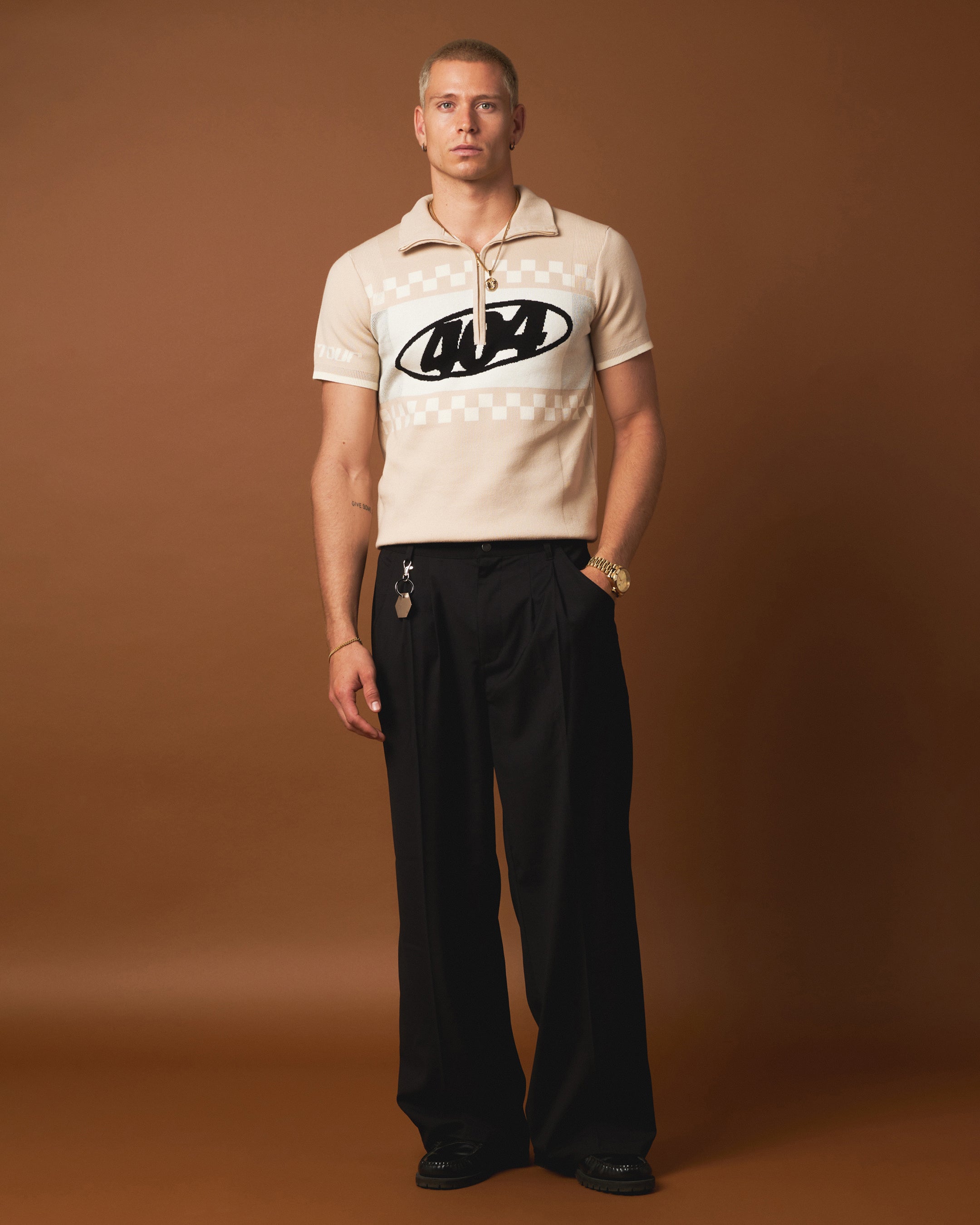404 Knit Cycling Polo Shirt for Men - Breathable Performance Golf Tennis Shirt in Tan - Perfect for Biking, Golfing & Outdoor Sports
