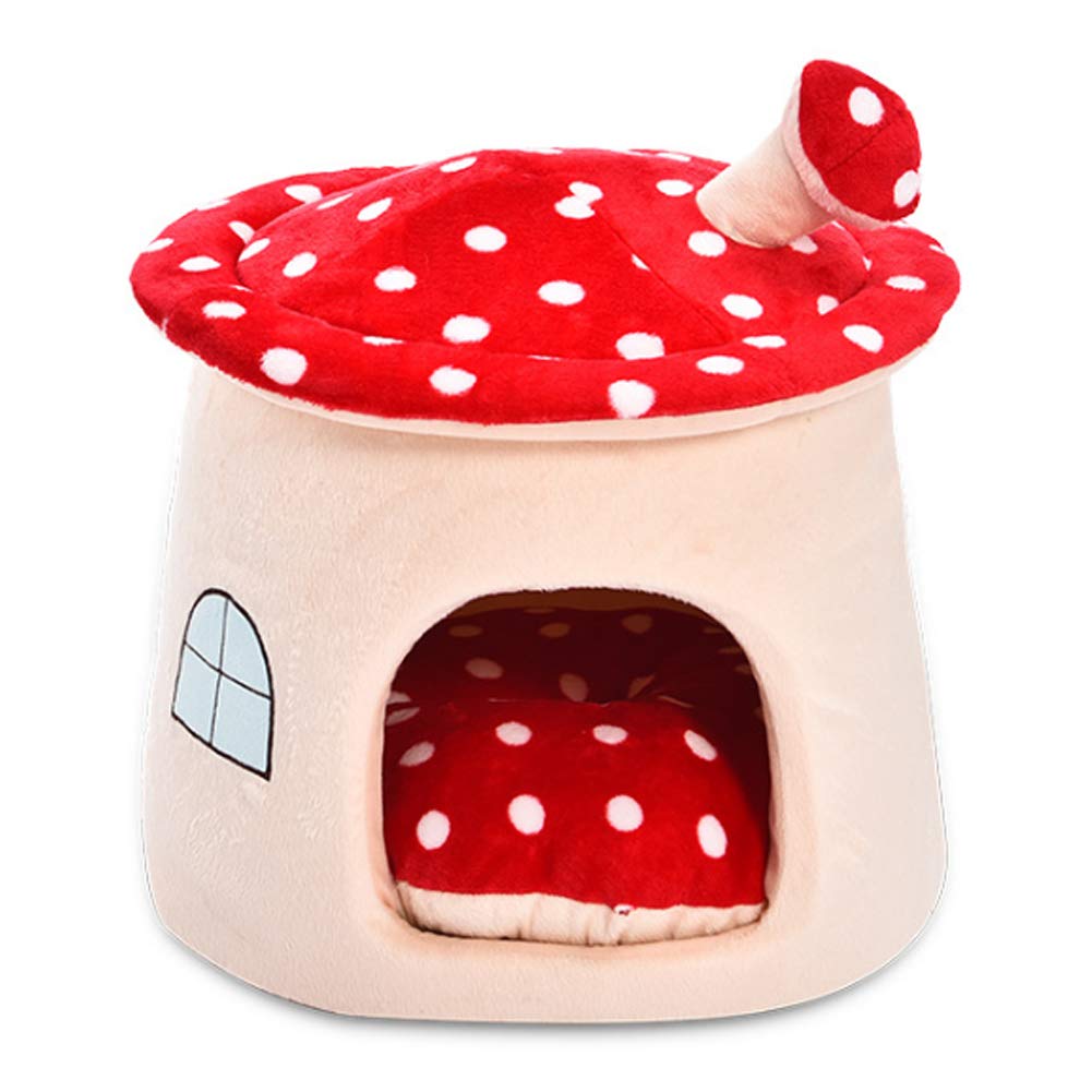 Self-Warming Cat Tent Cave Bed - Cozy Mushroom Pet House for Cats, Kittens & Small Animals with Removable Cushion | Indoor & Outdoor Use for Comfortable Sleeping & Playtime