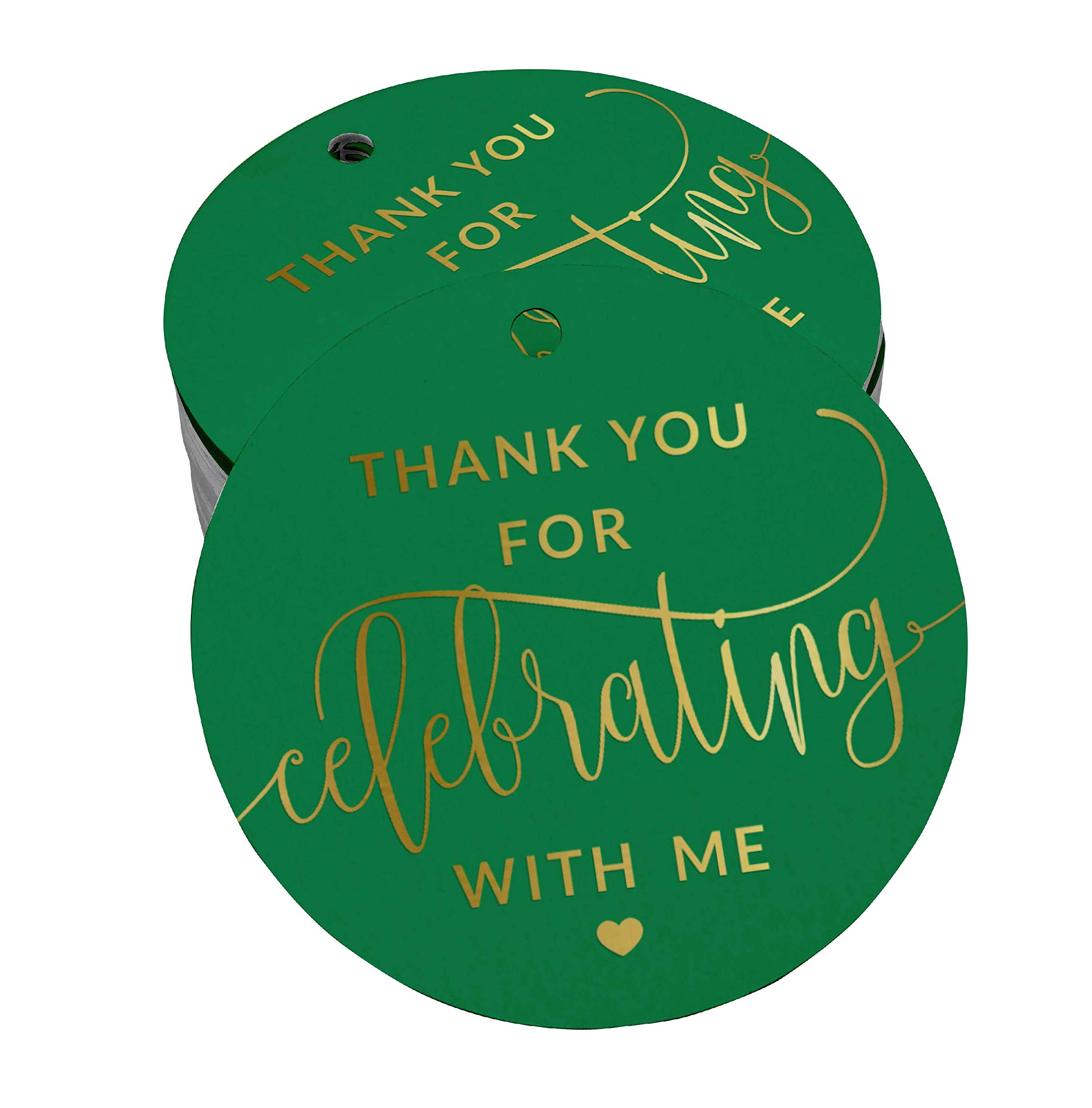 100 Pack Real Gold Foil Thank You Tags for Birthday Party Favors - Elegant Celebration Gift Tags for Weddings, Baby Showers & Special Events - Perfect for DIY Crafts, Gift Wrapping & Party Decorations