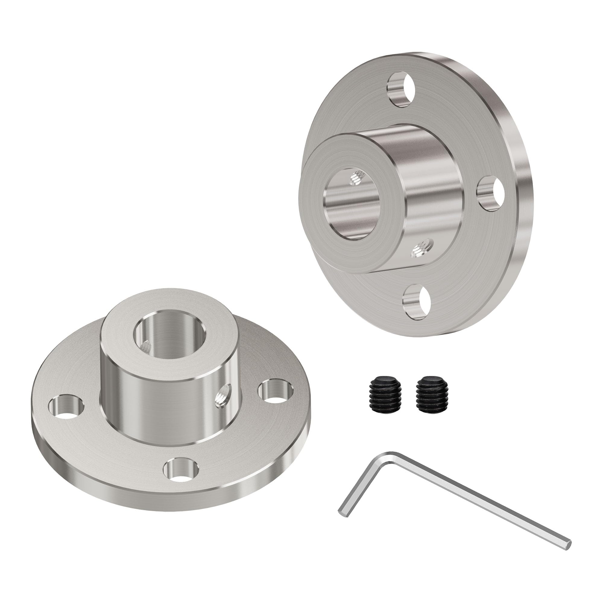 10mm (0.39 inch) High Hardness Flange Shaft Coupling - Rigid Motor Coupler with Set Screws & Wrench for DIY RC Models, 3D Printers, CNC Machines - Durable Connector for Precision Motor Mounting