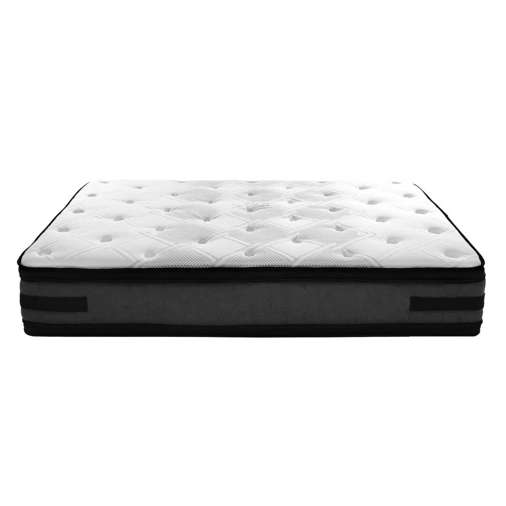 King Premium Bedzy Luxe Hillsdale Bed Frame in Grey - Luna Series Euro Top Medium Firm Mattress with Bamboo Mattress Topper | Complete Luxury Bedroom Set for Master Bedroom, Guest Room & Apartment Sleeping