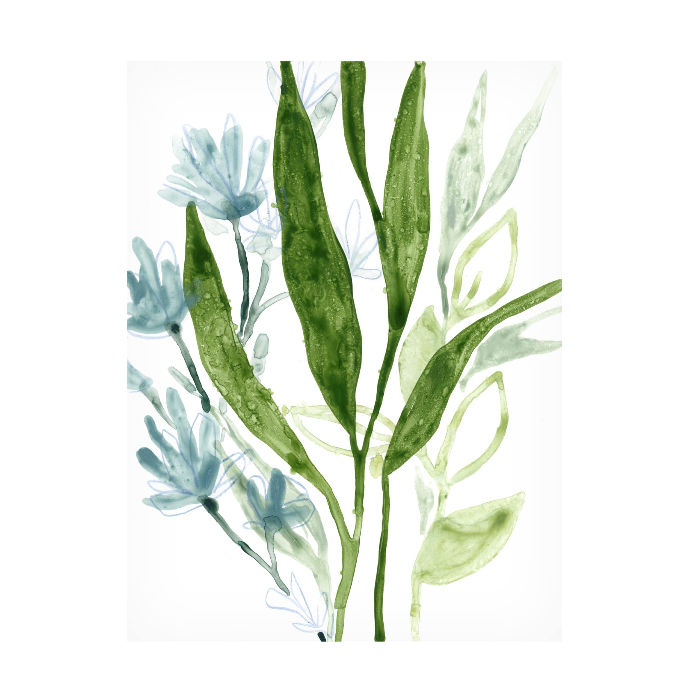 June Erica Vess 'Meadow Blues IV' Canvas Wall Art Print - Blue Floral Landscape Painting for Living Room, Bedroom & Office Decor