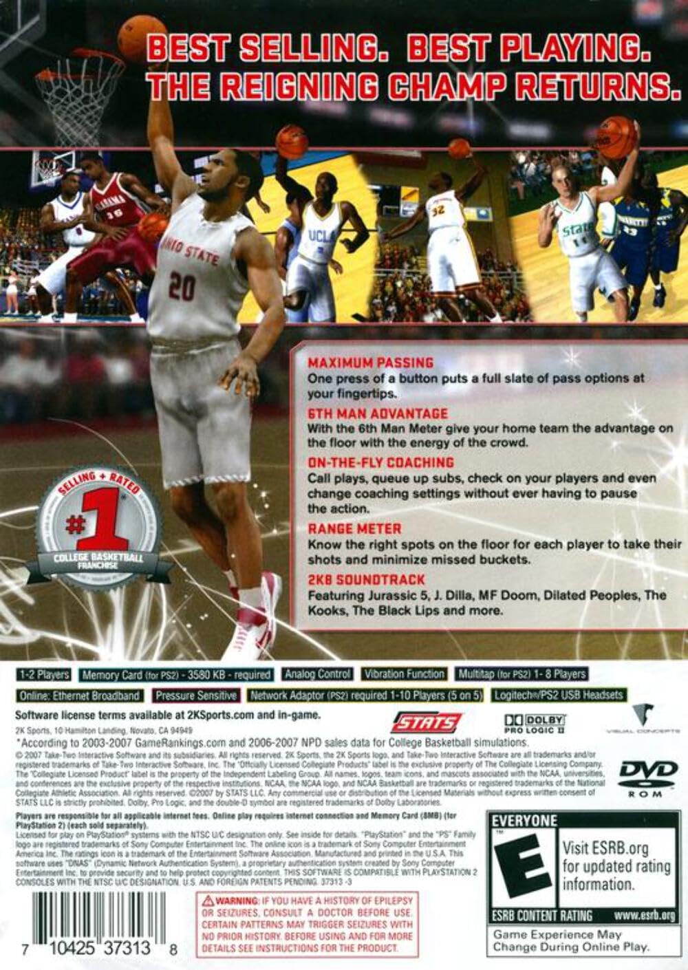 College Hoops 2K8 - PlayStation 2 Basketball Video Game | NCAA March Madness Simulation | Perfect for Sports Fans & Retro Gaming Enthusiasts | Great for Game Nights & Nostalgic Play