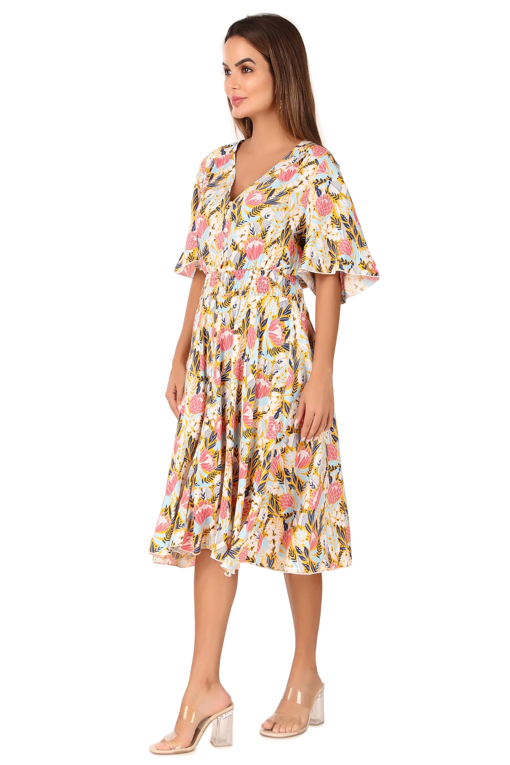 BoheeWohee Women's Floral Print Button Up Spring Summer Dress 2025 - Casual Flowy Maxi Dress for Beach, Vacation & Outdoor Activities
