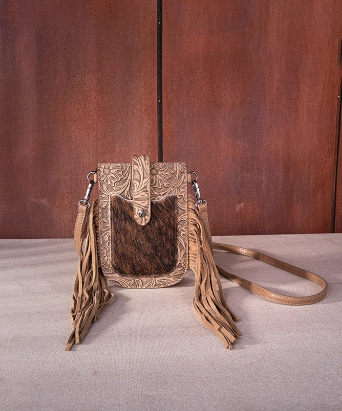 Montana West Genuine Cowhide Fringe Crossbody Phone Purse - Stylish Leather Wallet Case for iPhone & Android - Perfect for Concerts, Shopping & Night Out