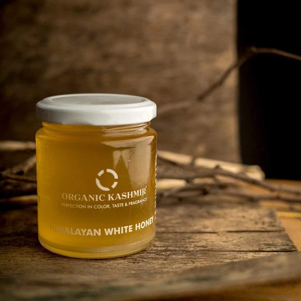 Pure Organic Kashmir Himalayan White Honey - 250g | Raw, Natural & Unprocessed | Perfect for Tea, Smoothies & Healthy Recipes