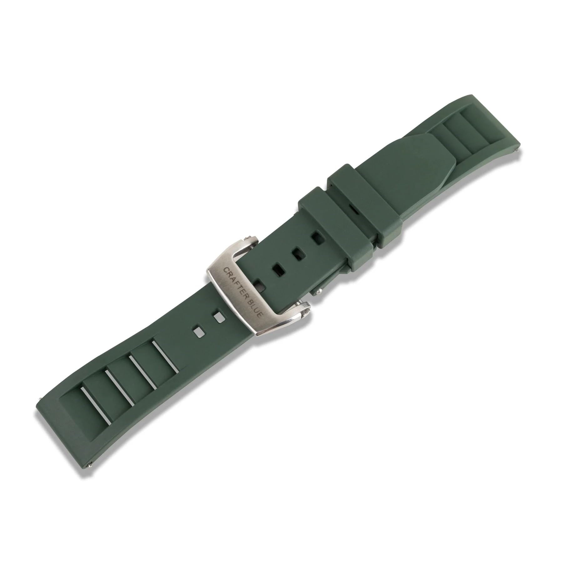 Crafter Blue UX08 Straight End FKM Rubber Watch Band with Butterfly Clasp - 20mm & 22mm Replacement Strap for Diving, Swimming & Outdoor Sports Watches