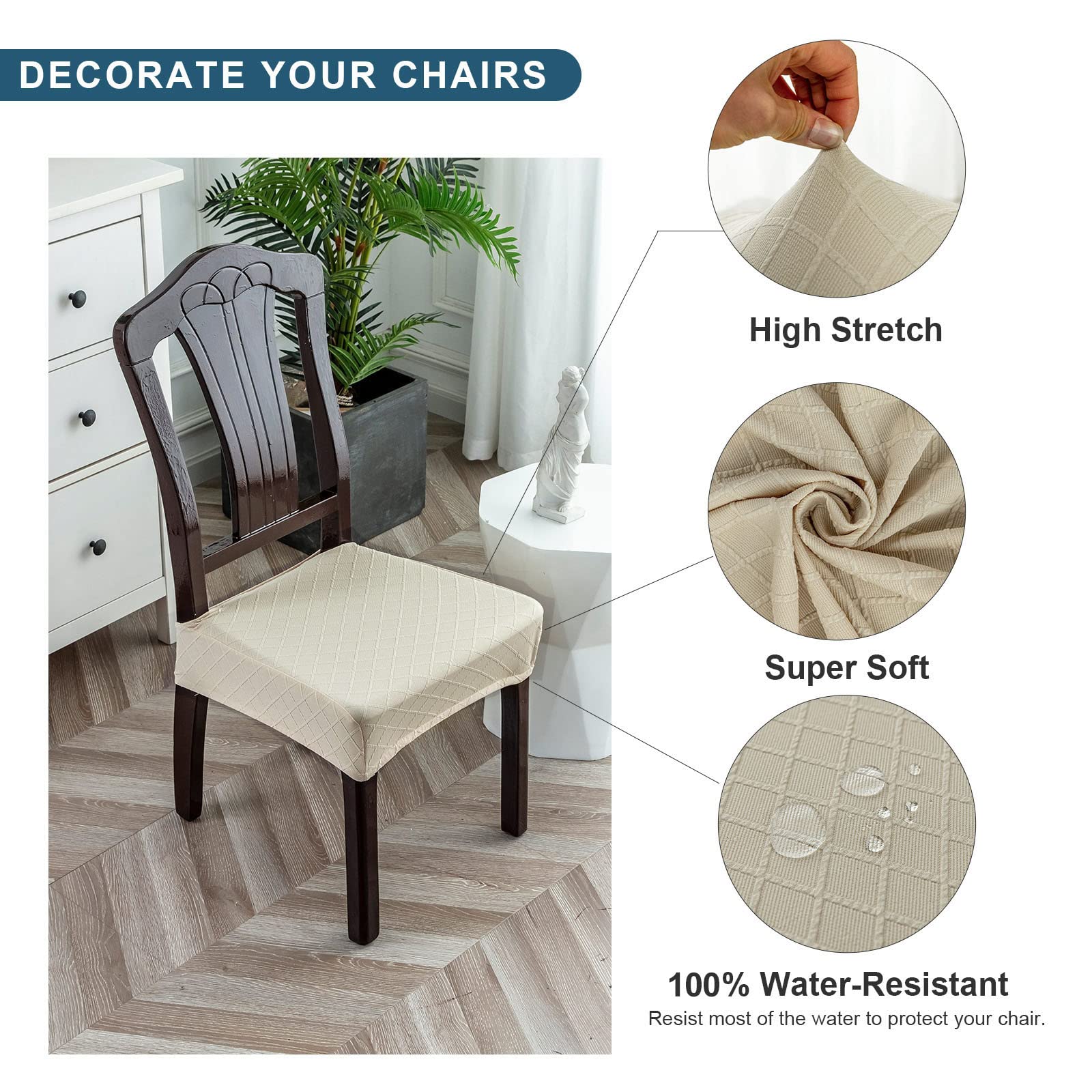 Waterproof Chair Covers for Dining Room - Durable & Washable Seat Slipcovers for Kitchen Chairs, Office, and Restaurant Use - Spill & Stain Protection for Everyday Dining & Entertaining