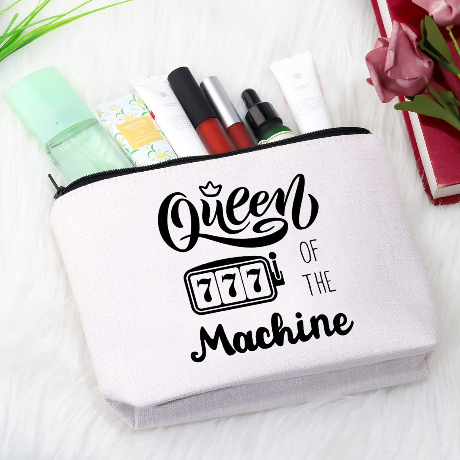 GJTIM Queen Of The Machine Slot Themed Zipper Pouch - Lucky Gambling Makeup Bag for Casino Lovers - Perfect Gift for Gamblers, Bingo & Poker Players - Great for Casino Nights, Travel & Cosmetics Storage