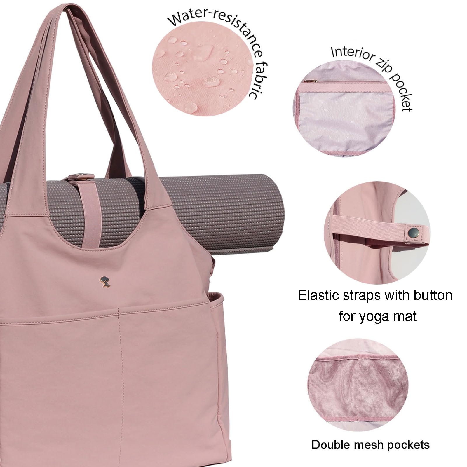 ESVAN Yoga Mat Bag for Women - Large Tote Shoulder Bag with Pockets, Waterproof Carryall for Gym, Workout, Travel, Office, Nurse & Beach - Perfect for Yoga Classes, Fitness Sessions & Daily Commute