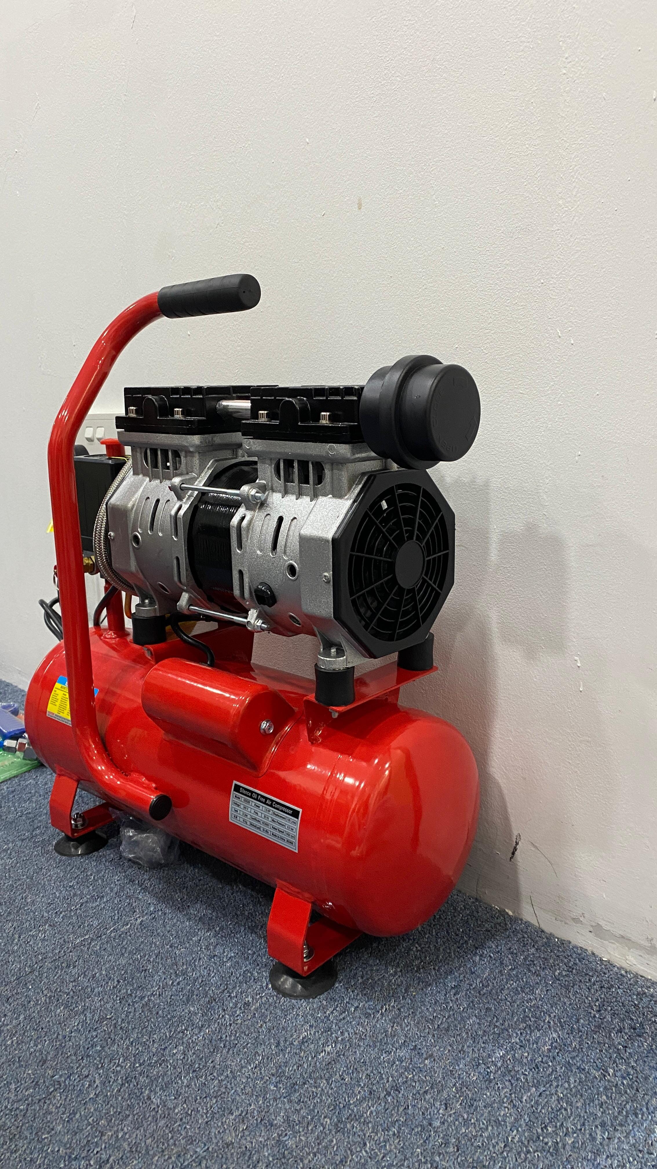 1.5HP 9L Oil-Free Silent Air Compressor by Aiko - Red (Model GDG09 RED) | Perfect for Home DIY, Garage, Workshop & Inflating Tires, Sports Equipment