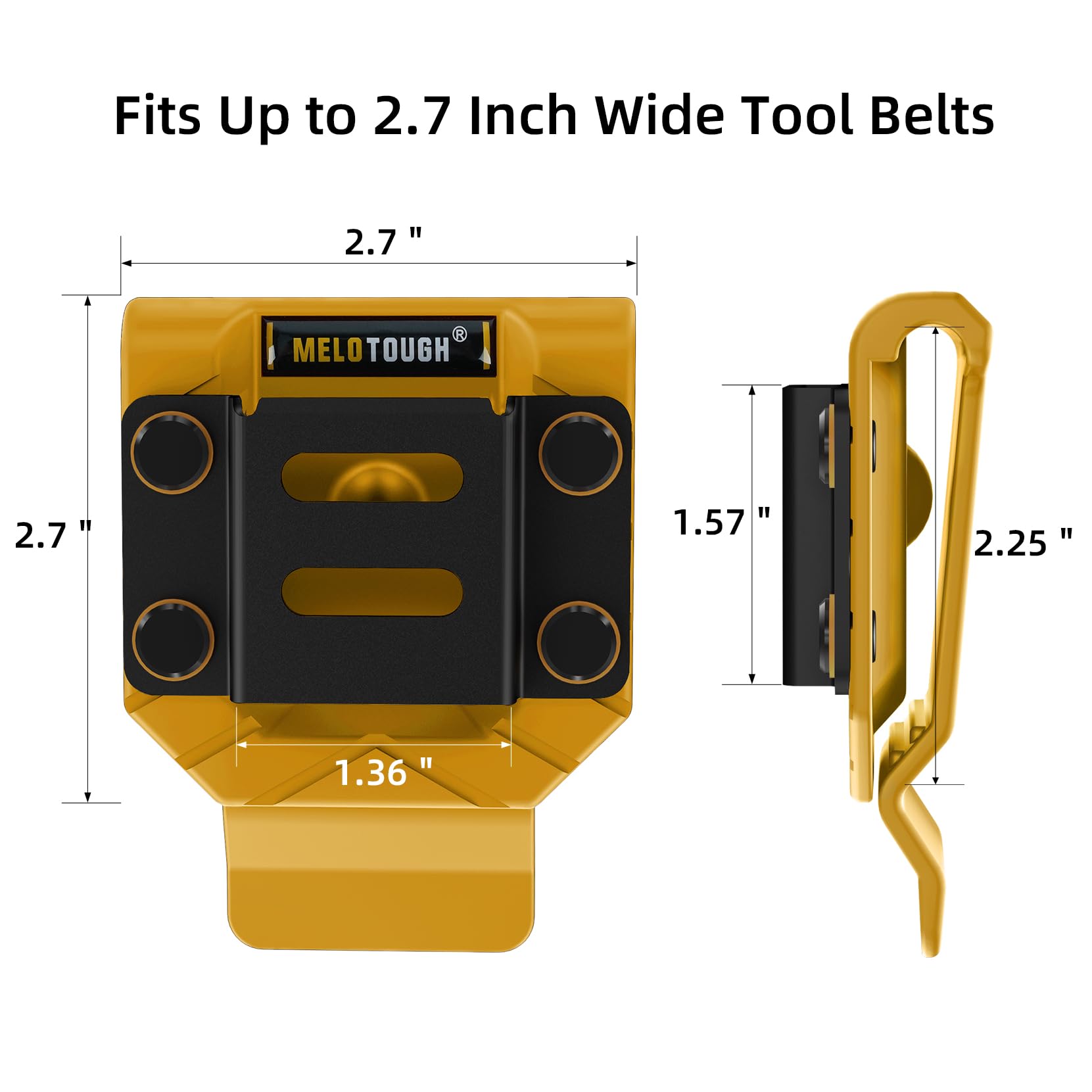 MELOTOUGH Heavy Duty Drill Belt Clip - Secure Drill Holder for Tool Belt & Impact Driver, Tape Measure Holder - Perfect for Construction, Carpentry & DIY Projects