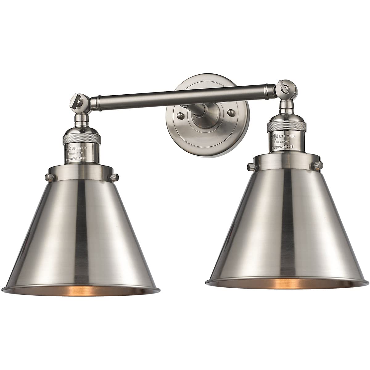 Innovations 208L-SN-M13-SN-LED 2 Light Vertical Bathroom Vanity Light Fixture in Brushed Satin Nickel - Perfect for Modern Bathroom, Powder Room and Spa Lighting Upgrade