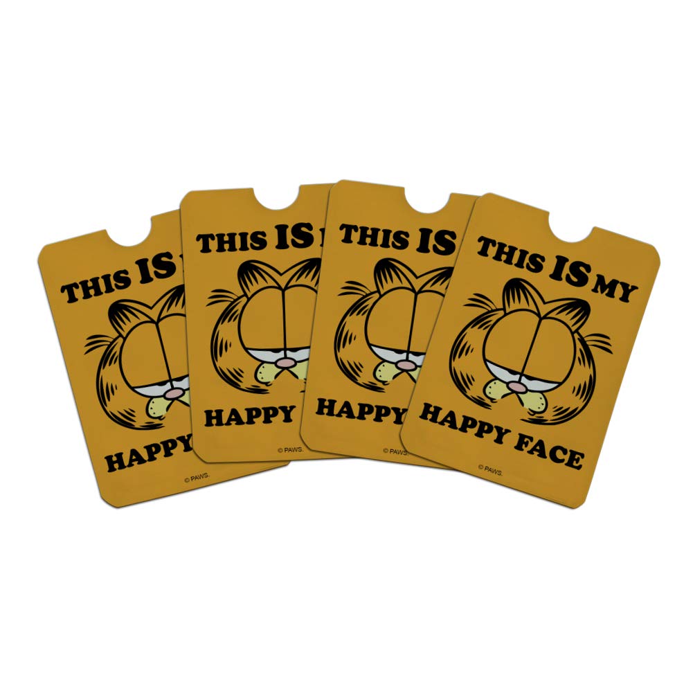 Garfield This IS My Happy Face RFID Blocking Credit Card Holder - Set of 4 for Wallet, Purse & Travel Protection (Prevent Identity Theft & Contactless Payment Fraud) - Perfect for Commuting, Shopping & International Travel