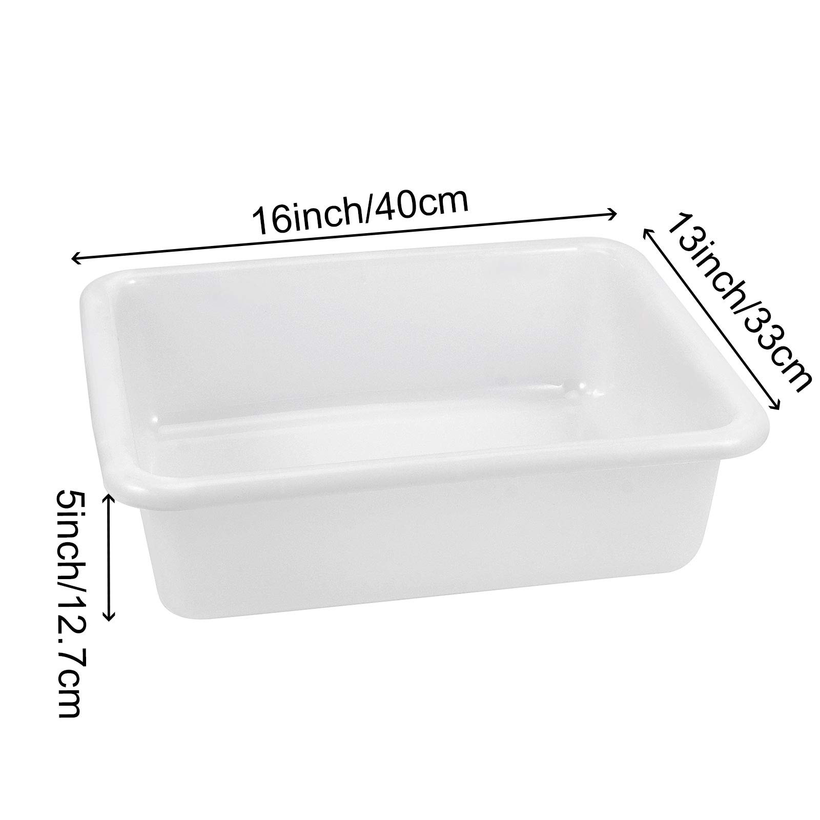 ZOENHOU 4 Pack 10L White Commercial Plastic Bus Tubs - Heavy Duty Dishwashing Basins for Restaurants, Kitchens & Pantry Organization (5 Inch Deep) - Perfect for Washing Dishes, Food Storage & Commercial Use