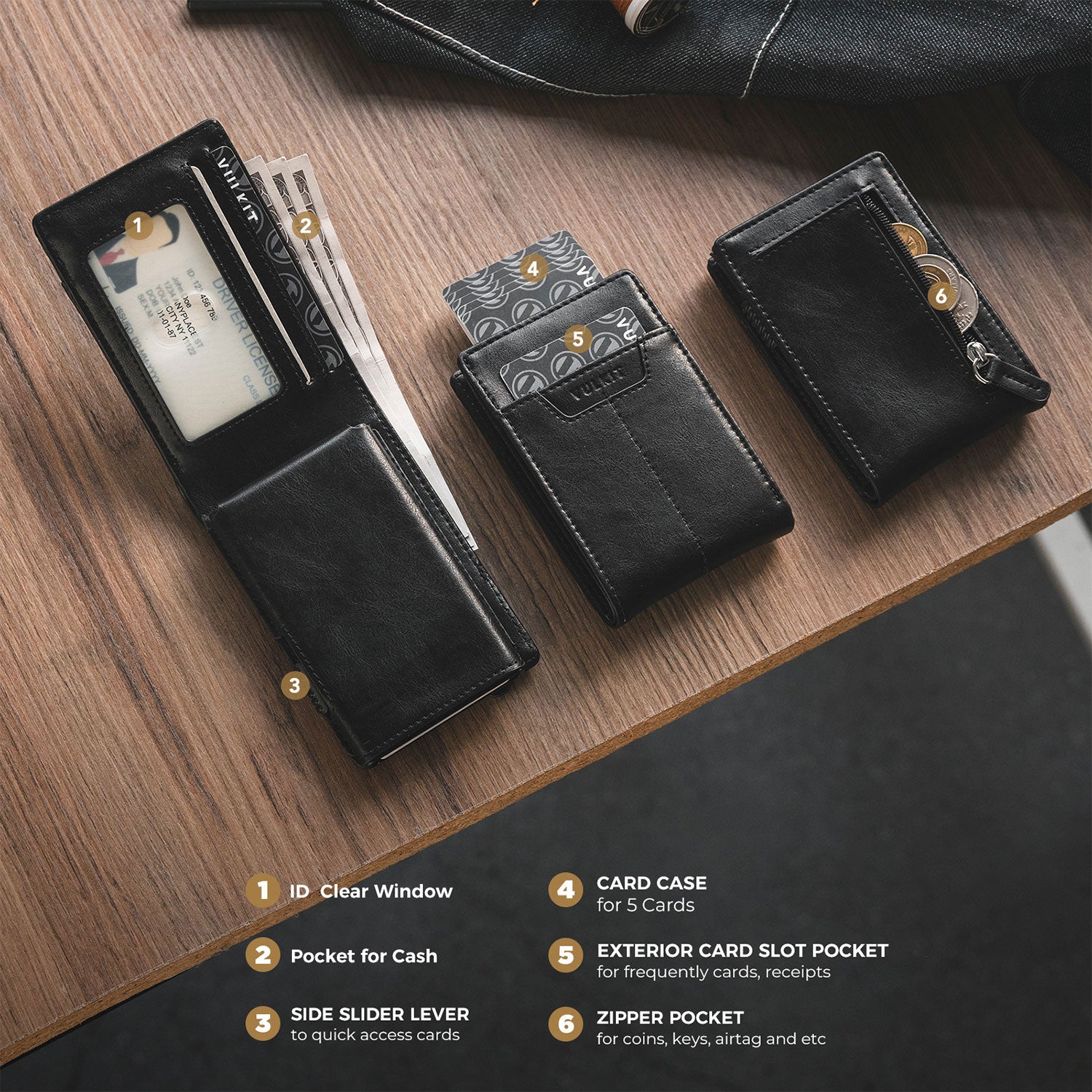 VC321 RFID Blocking Magnetic Bifold Wallet - Slim Secure Wallet with Quick Access Card Slot - Perfect for Travel, Business & Everyday Use