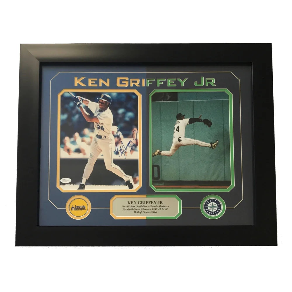 Ken Griffey Jr. Signed 8x10 Photo Collage Framed with JSA COA - Seattle Mariners Autographed Memorabilia - Perfect for Sports Collectors & Man Cave Decor